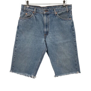 Levis 505 Straight Leg Cut Out Jean Shorts Mens 36 Light Wash Orange Tab